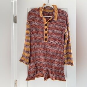 FREE PEOPLE Orange and Pink Striped Romper (worn once)